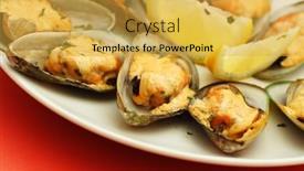  Presentation with mayonnaise - Slides with baked-mussels-with-mayonnaise background and a yellow colored foreground