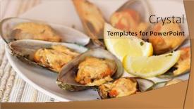  Presentation with mayonnaise - Presentation theme enhanced with baked-mussels-with-mayonnaise background and a coral colored foreground
