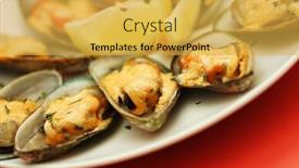  Presentation with mayonnaise - Slide deck having baked-mussels-with-mayonnaise background and a yellow colored foreground