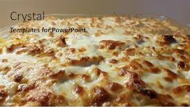  Presentation with pasta - Presentation consisting of baked-pasta-with-cheese background and a coral colored foreground