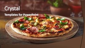  Presentation with pizza - Cool new presentation theme with baked pizza from wood-fire backdrop and a tawny brown colored foreground