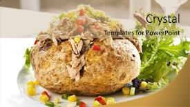  Presentation with tuna - Slides consisting of baked potato filled with tuna background and a coral colored foreground