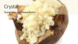  Presentation with ripe golden potato on white - Cool new presentation with baked potato isolated on white backdrop and a blonde colored foreground