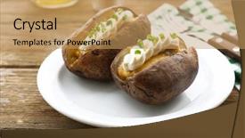  Presentation with mayonnaise - Cool new slide deck with baked potato mayonnaise and chives backdrop and a coral colored foreground