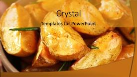  Presentation with potato - Slides having baked potato wedges in bowl background and a gold colored foreground