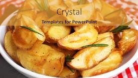 Presentation with wedges - Presentation theme featuring baked-potato-wedges-on-table background and a gold colored foreground
