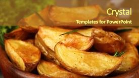  Presentation with wedges - Audience pleasing PPT theme consisting of baked potato wedges on table backdrop and a tawny brown colored foreground