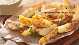  Presentation with wedges - Colorful presentation enhanced with baked potato wedges with yogurt backdrop and a yellow colored foreground