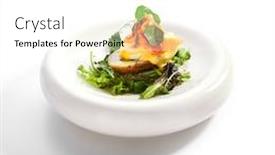  Presentation with salmon dish - Slide set consisting of baked-potato-with-egg background and a white colored foreground