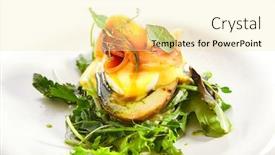  Presentation with food fish - PPT theme having baked-potato-with-egg background and a blonde colored foreground