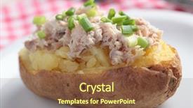  Presentation with green plate - Theme enhanced with baked potato with tuna salad background and a  colored foreground