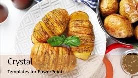  Presentation with closeup of foosball table soccer - Amazing presentation having baked potatoes on wooden table backdrop and a gold colored foreground