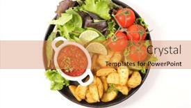  Presentation with wedges - Slides with baked-potatoes-wedges-with-vegetables background and a gold colored foreground