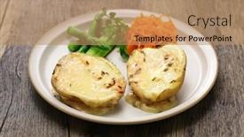  Presentation with cheese - Slide deck featuring baked-potatoes-with-munster-washed background and a coral colored foreground
