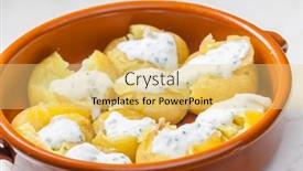  Presentation with sauce - Slides having baked-potatoes-with-yoghurt-sauce background and a yellow colored foreground