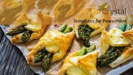  Presentation with puff pastry - Presentation consisting of baked-puff-pastry-with-asparagus background and a gold colored foreground