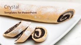  Presentation with poppy - PPT theme consisting of baked-roll-stuffed-with-poppy background and a  colored foreground
