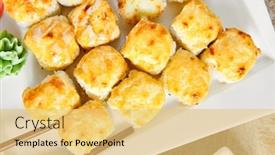  Presentation with asian chopsticks - Cool new slide set with baked-rolls-in-white-plate backdrop and a yellow colored foreground