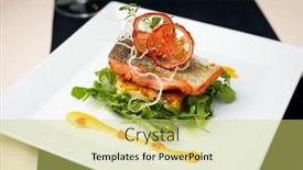  Presentation with crab - Amazing slides having baked salmon in crab sauce with vegetable casserole and ginger crisps backdrop and a yellow colored foreground
