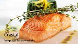  Presentation with spinach - Amazing slide deck having baked salmon steak with spinach backdrop and a yellow colored foreground