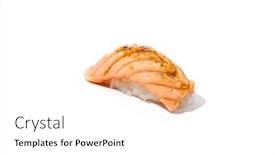  Presentation with simple food - Theme having baked-salmon-sushi-isolated background and a white colored foreground