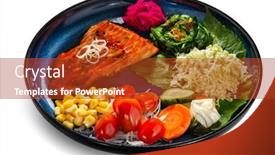  Presentation with corn - Presentation theme enhanced with baked-salmon-with-cherry-tomato background and a  colored foreground