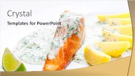  Presentation with salmon - Colorful slides enhanced with baked-salmon-with-creamy-dill backdrop and a sky blue colored foreground