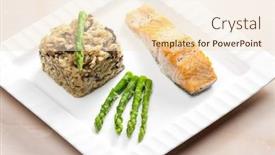  Presentation with asparagus - Theme featuring baked-salmon-with-mushroom-risotto background and a lemonade colored foreground