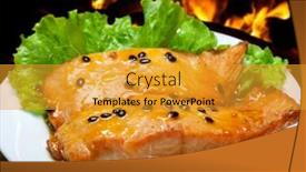  Presentation with passion fruit - PPT theme consisting of baked-salmon-with-passion-fruit background and a gold colored foreground