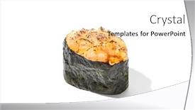  Presentation with simple food - PPT layouts having baked-shrimp-gunkan-isolated background and a white colored foreground
