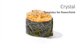  Presentation with simple food - Presentation design having baked-shrimp-gunkan-isolated background and a white colored foreground