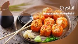  Presentation with salmon spicy - Cool new slide deck with baked-sushi-maki-rolls backdrop and a coral colored foreground