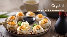  Presentation with modern food - Cool new theme with baked-sushi-maki-rolls backdrop and a coral colored foreground