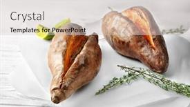  Presentation with sweet potato - Beautiful slides featuring baked sweet potato on white table backdrop and a lemonade colored foreground