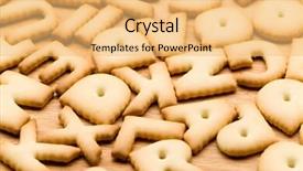  Presentation with biscuit - Slide deck enhanced with school children eating biscuts - baked text biscuit background and a yellow colored foreground