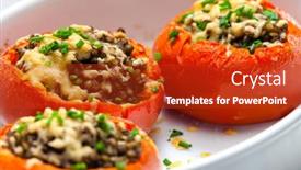  Presentation with lentils - Amazing presentation design having baked-tomatoes-filled-with-lentils backdrop and a crimson colored foreground