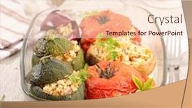  Presentation with tomato - Theme consisting of baked-vegetable-tomato-zucchini background and a lemonade colored foreground