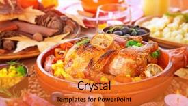  Presentation with thanksgiving dinner - Presentation design consisting of baked vegetables on the centerpiece background and a gold colored foreground