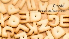  Presentation with biscuit - PPT theme having baked word biscuit over wooden table background and a yellow colored foreground