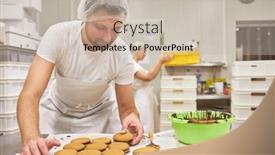  Presentation with chocolate biscuits - PPT layouts featuring baker-apprentice-baking-and-decorating background and a soft green colored foreground