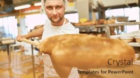  Presentation with apprentice - Slides having baker-apprentice-holding-a-bread background and a gold colored foreground