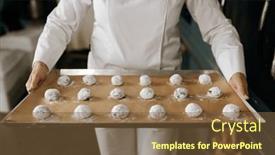  Presentation with dough - Slide deck featuring baker-carrying-tray-with-cookies background and a tawny brown colored foreground