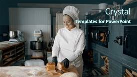  Presentation with chef - Theme enhanced with baker-chef-holding-knife background and a ocean colored foreground