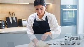  Presentation with bread - Slides with baker-girl-makes-incisions background and a light blue colored foreground