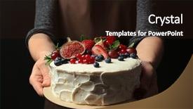  Presentation with holding hands - Beautiful theme featuring baker hands holding delicious creamy backdrop and a wine colored foreground