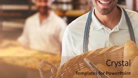  Presentation with bread - Slide deck with baker holding bread in whisker background and a coral colored foreground