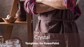  Presentation with cooking - Amazing PPT layouts having baker-man-and-bakery-ingredients backdrop and a tawny brown colored foreground