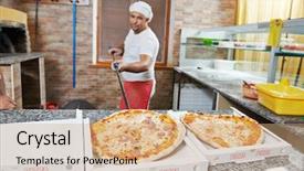  Presentation with egyptian man in make up - Cool new slide deck with baker man in uniform making backdrop and a  colored foreground