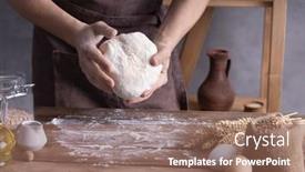  Presentation with baker kneading dough homemade bread - Presentation theme having baker-man-kneading-dough background and a violet colored foreground
