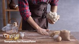  Presentation with baker kneading dough homemade bread - Presentation theme featuring baker-man-kneading-dough background and a violet colored foreground
